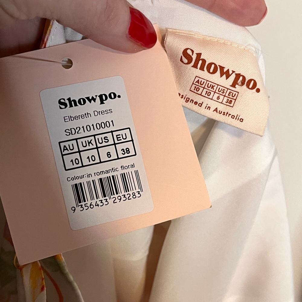 NWT SHOWPO Mini Dress Size 6 Elbereth Romantic Floral Adjustable Spaghetti Strap - Picture 4 of 5